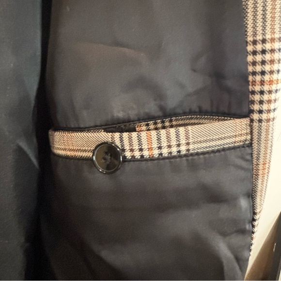 CABBEEN Sz 48 Plaid Hooded Pockets Embroidered Back Snaps Closure Jacket - Picture 16 of 16